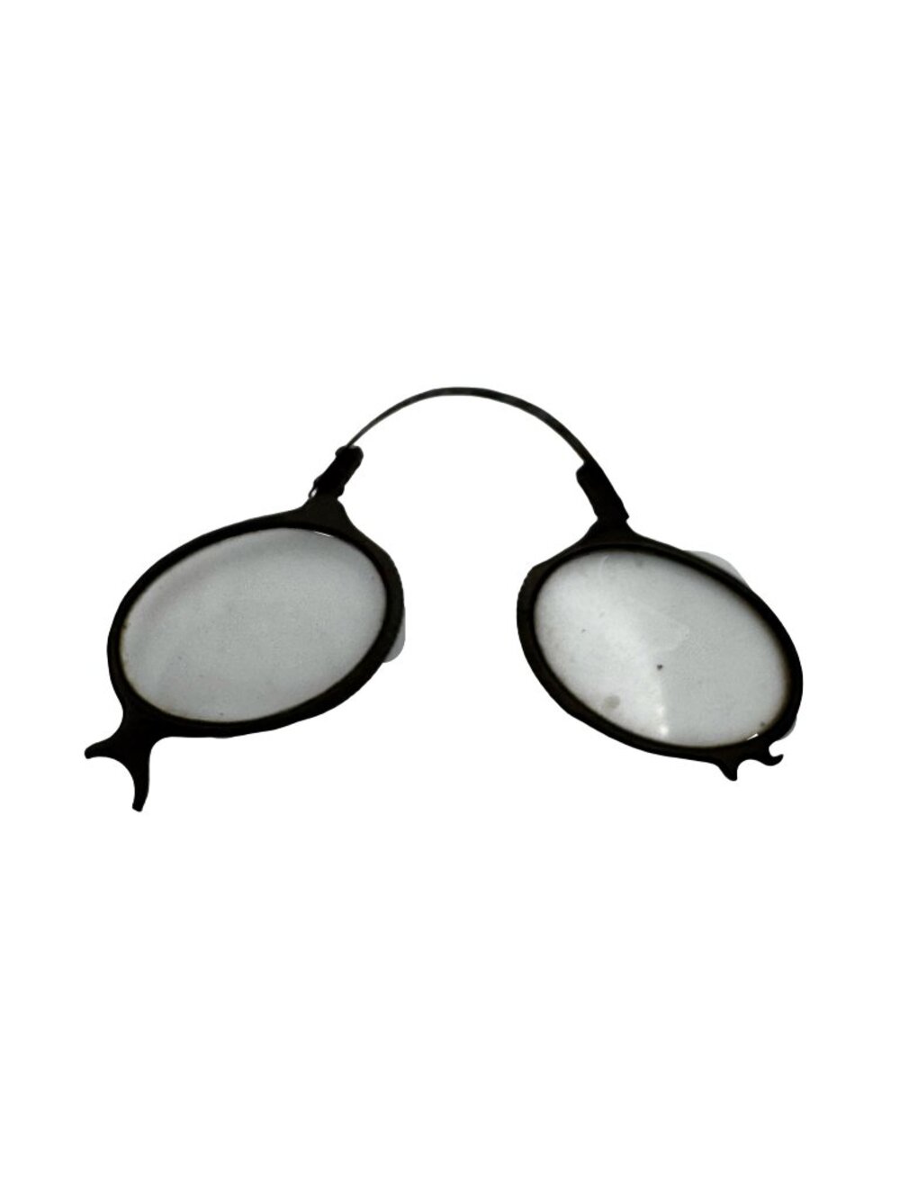 Antique Oval Wire Rim Pince Nez Glasses Black Frame 19th Century Opera READ